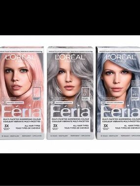 L'Oréal Feria Shimmering Hair Colour — Pink, Silver, Blue